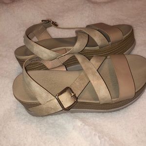Beige platform sandals